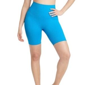 All in Motion Women Shorts Seamless Bike High Rise Rib 6" Inseam Blue XS NWT